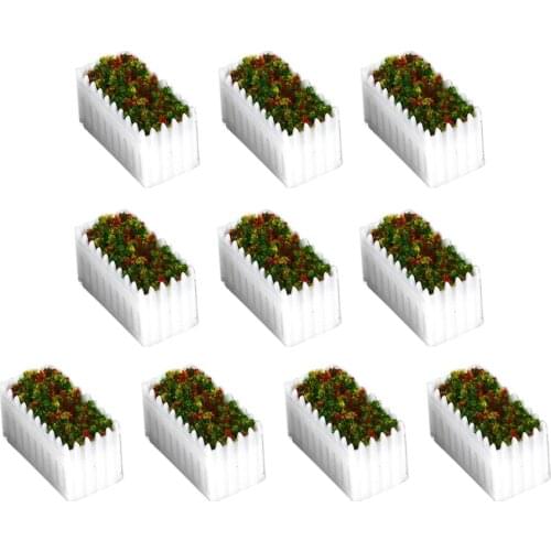 10 Pcs Simulation Artificial 1:75 Plant Pot /Fence with Flower Fairy Garden