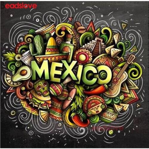Full Square/round Diamond Painting mexico food and guitar 5d diy Diamond Embroidery Rhinestones of Pictures Mosaic diamond