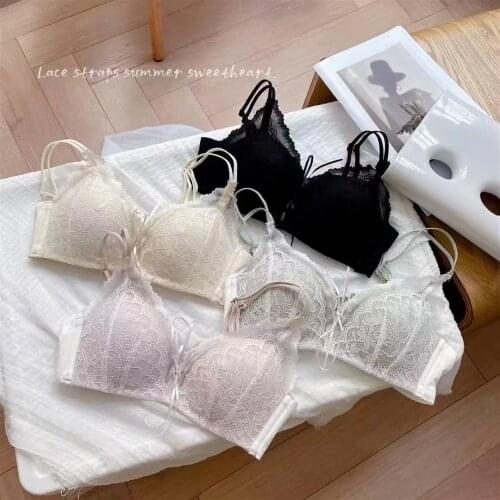 Romantic French Lace One-Piece 3/4 Thin Cup Comfortable Breathable Wire Free Bra And Panty Set Belt Push Up Women Sexy Underwear