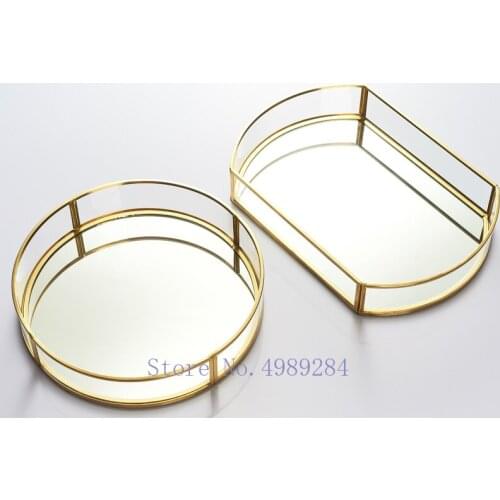 Creativity Glass Jewelry Box Golden Storage Box Retro Metal Modern Home Desktop Storage Organization Decoration Make Up