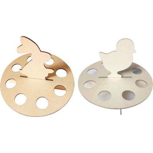 Creative Wooden Cute Rabbit Shape Easter Eggs Tray Holder 8 Slot Holes DIY