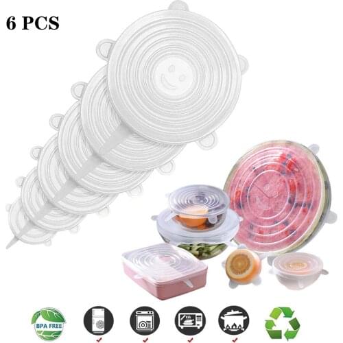 6/12/18/24pcs Silicone Lid Stretch Lids Universal Bowl Pot Lid Convenience Reuse Cover Pan Cooking Food Fresh Microwave Cover