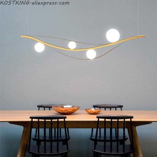 Nordic restaurant chandelier bar long chandelier creative personality light luxury art designer glass lamp shade chandelier