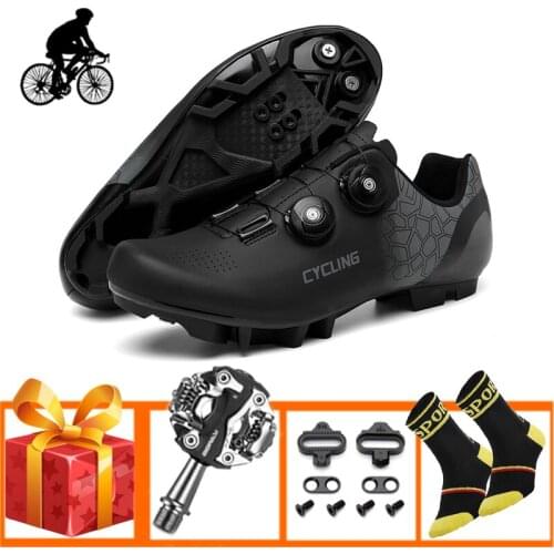 Mountain Bike Shoes Men Outdoor Sport Bicycle Footwear Add SPD Pedals Self-locking Breathable Sapatilha Ciclismo Mtb Flat Shoes