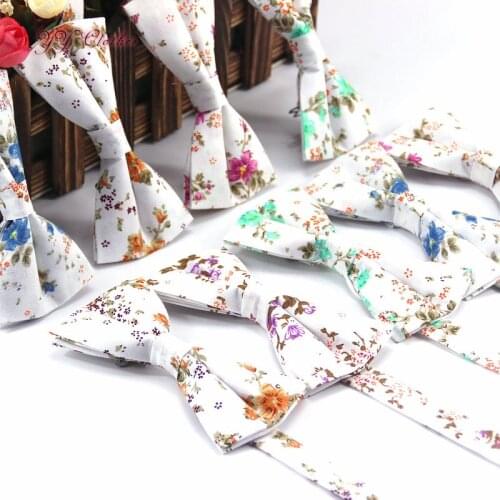 Men Cotton Bow Tie Flower Printed Vintage Bowtie for Bridegroom Gravata Slim Fashion Wedding Floral Necktie Corabatas Butterfly