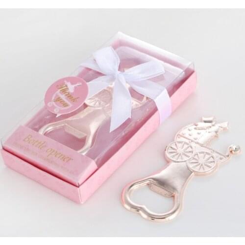 Baby Shower Gifts Boy Girl Birthday Party Giveaways Baptism Souvenirs Gold Metal Baby Carriage Bottle Opener