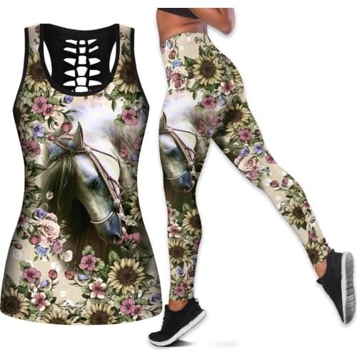 New Yoga Pants Fashion Women Leggings Love Horse 3D Printed Leggings & Tank top Sexy Elastic Female Skinny Leggings