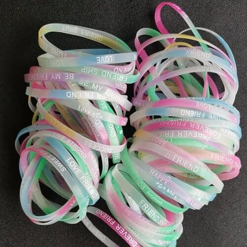 Wholesale 40Pcs/lot Silicone Wristband Night Glow In The Dark Luminous Shining Bracelets Women Female Girl Party Decoration Gift