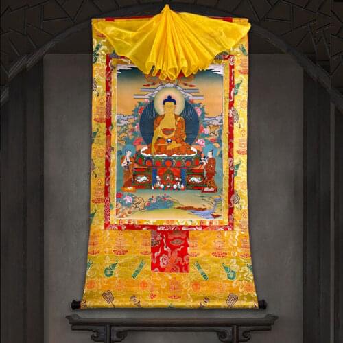 Wholesale Buddhist supplies--120CM LARGE--Greco-Buddhist Tibet Buddhism silk Sakyamuni Buddha Thang-ga Thangka hang painting