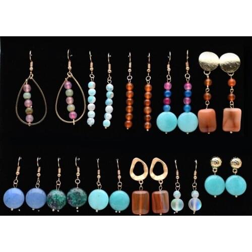 KBJW Original New Nature Stone Earring Multi-Color Vintage Style Autumn/Winter Jewelry Earrings for Women Daily Paty Wearing