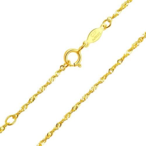 Classic Authentic 18k Yellow Gold Bling Singapore Link Chain Necklace 18 inch