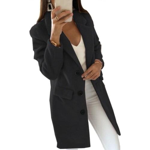 Coat Women Jackets Autumn Winter Long Sleeve Cardigan Solid Color Lapel Blazer Jacket Coat Womens Clothing женская куртка 2021