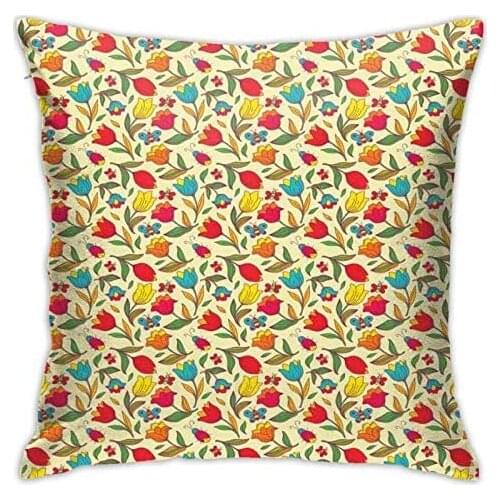 Personalized Abraction Floral n with Butterflies Bees and Tulips Retro YLE Summer Nature Art Decorative Pillow Cover Printed