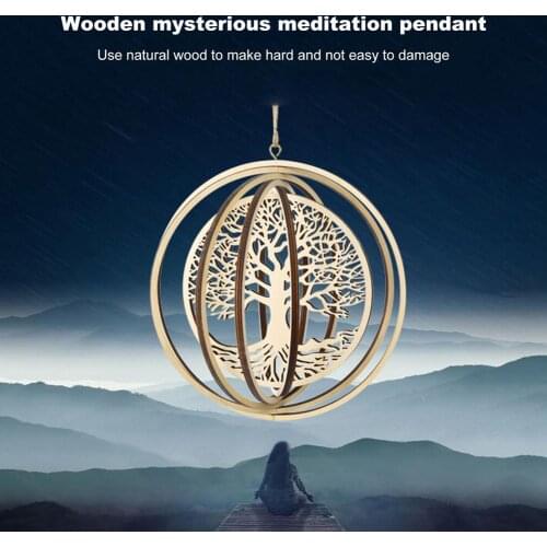 Hanging Wooden 3D Wind Spinner Garden Rotating Wind Flower Of Life Ornaments Home Garden Decoration