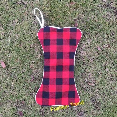 20pcs/lot Popular Dog Bone Plaid Design Pure Color Christmas Stocking Good Quality Xmas Decoration Ornaments