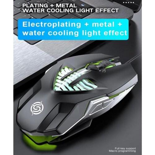 Q1 6 Buttons Metal Gaming Mouse For Desktop Notebook Latop PC Gamer Mouse Breathing Light Ergonomics USB Wired Mouse
