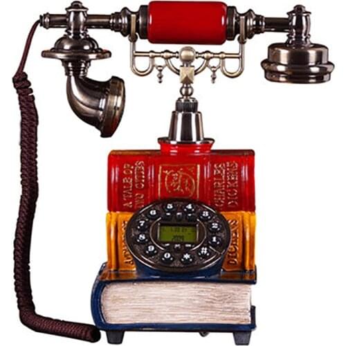 Retro Book Base Landline Phone for Home, Vintage Button Dial Phone Old Fashion Telephone Corded Phone with Hands Free, Caller ID