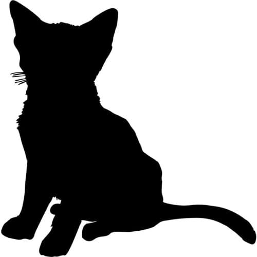 Car Sticker Sitting Cat Cute Animal PVC Car Decoration Accessories Sticker Creative Waterproof Sunscreen Black/white,14cm*14cm