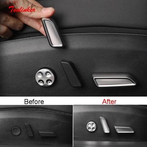 Tonlinker Interior Car Seat Adjustment Button Cover Stickers For TESLA Model 3 2017-2020 Car styling 6 PCS ABS Cover Stickers