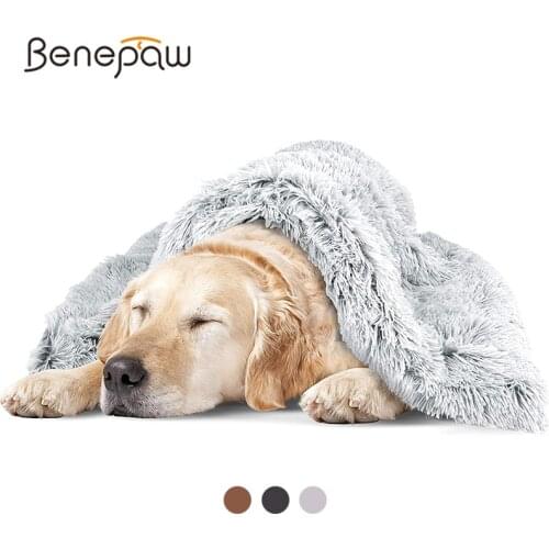 Benepaw Comfortable Plush Dog Blanket Calming Anti-Anxiety Cozy Puppy Bed Mat Pet Throw Blankets For Small Medium Large Breeds