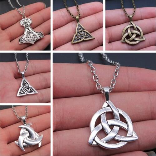 Vintage Jewelry Triquetra Trinity Knot Pendant Necklace & Pendants For Women Triquetra Symbol Lucky Amulet Necklace Gift