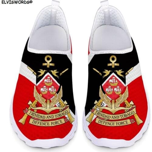 ELVISWORDS Trinidad and Tobago Flag Pattern Printed Flats Womens Sneakers Light Air Mesh Female Loafers Comfortable Ladies Shoe
