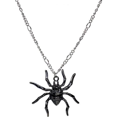 Gothic Spider Pendant Necklace set for Women Collares Fashion Halloween Jewelry Statement Initial Gift Grunge Vintage metal