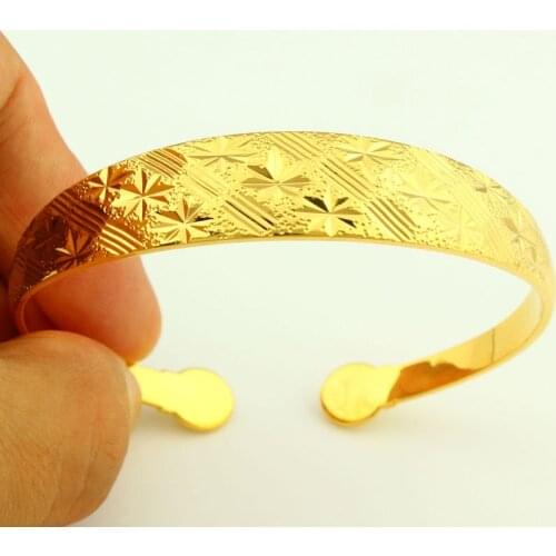 Dubai Gold Bangles Women Men18k Gold Color Exquisite Bangles&Bracelet African/Ethiopian/Arab/Kenya/Middle East Wedding Gifts