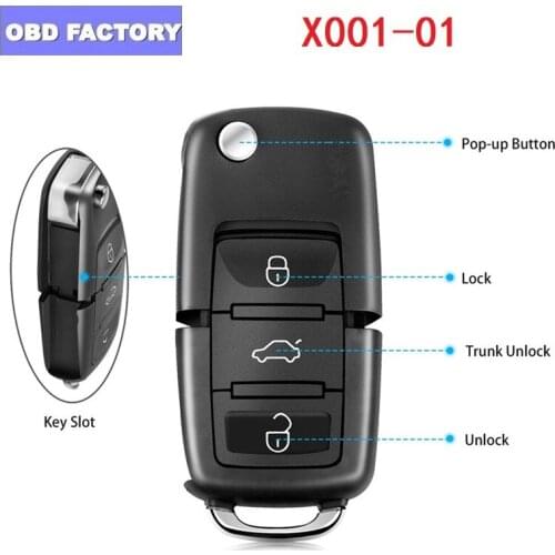 10Pcs/Lot X001-01Wire Universal Remote Key B5 Type 3 Button for VVDI2 and VVDI Key Tool
