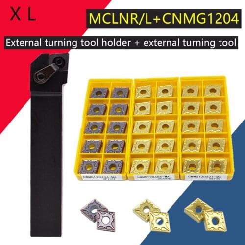 1P CNC Tool Holder MCLNR1616H12 MCLNR2020K12 MCLNR2525M12 +10PCS Carbide inserts CNMG120404 CNMG120408 Lathe tool turning insert
