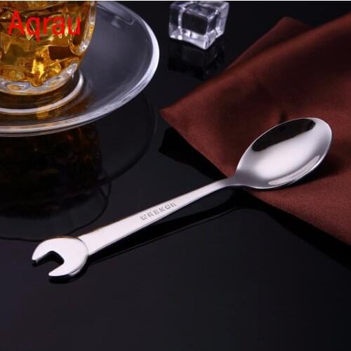 304 Stainless Steel Spoon Wrench Spoon Fork Creative Small Spoon Ice Cream Spoon Gift Bar Kitchen Tools Tableware Teaspoons