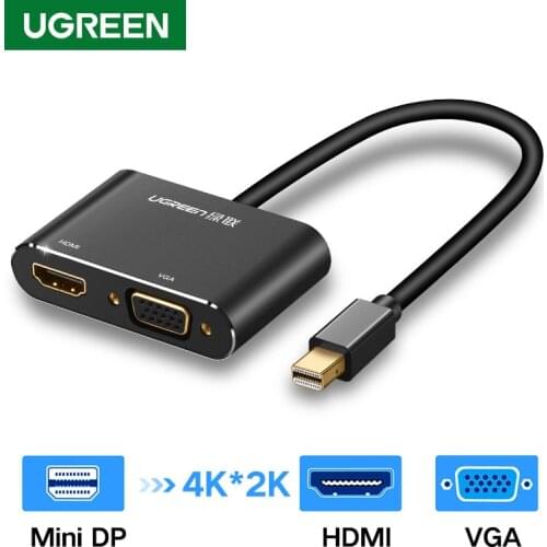 Ugreen Mini DisplayPort to HDMI-compatible VGA Adapter Thunderbolt 2 Converter DP Cable for MacBook Air 13 Surface Pro 4 Mini DP