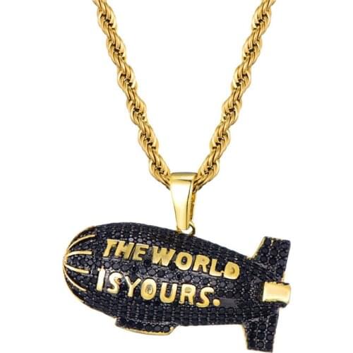 Black Airship Pendant Necklace New Arrival Bling Cubic Zirconia Hip Hop Jewelry For Men Women Gifts