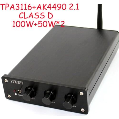 TPA3116+AK4490 2.1 Bluetooth Class D digital power amplifier HIFI home desktop audio fever 100W+50W*2