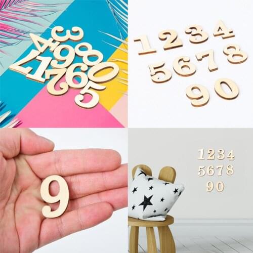 10pcs 0-9 Number Rustic Household Decorative Arts Crafts Wooden Digital Number DIY Sticker Table Scatter Wedding Party Supplies