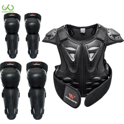 WOSAWE Kids Motorcycle Armor Roller Skateboard Knee Elbow Hip Butt Protection Bike Hockey Sport Ski Protective Gear Vest Jackets