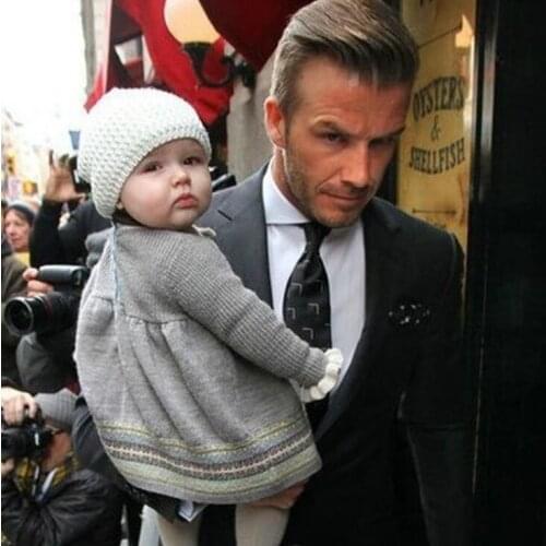 Girls Princess Dresses Wool Cashmere Baby Infant Victoria Dress Harper Beckham Children Tops Clothing Winter Fall Kids Clothes