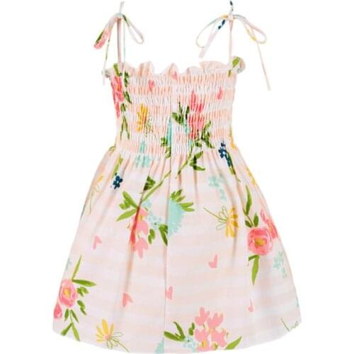 Toddler Kid Baby Girl Print Flower Striped Princess Party Dress Sundress Clothes Children Summer brand Clothes Baby Girls Dress