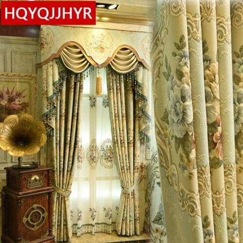 Europe Top luxury royal 3D jacquard Thicken curtains for living room Upscale villa decorated curtain for bedroom/Star Hotels