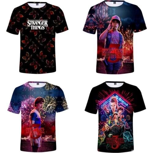 Hot Anime Stranger Things t shirt Women/Men Short Sleeve Cotton Shirt Tops Tees Mens summer Hip-hop T-shirt Cosplay Costume