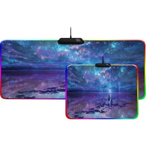 Mairuige RGB Gaming Mouse Pad Cool Luminous LED Color Lock Thickening Proposal USB Flashing Laptop Keyboard Under The Star Mat