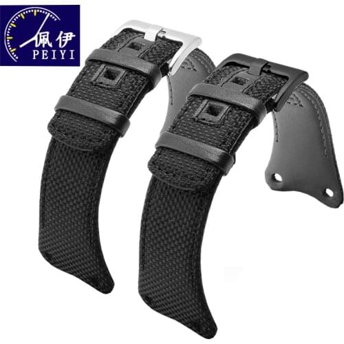 PEIYI Watchband Leather nylon watch belt for K4B384B3 K4B371B6 K4B371B3 series male black 30mm special interface