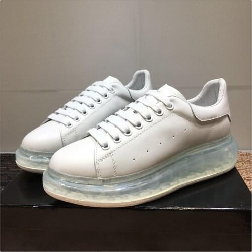White Sneakers Women Transparent Heels Leather Shoes Women Casual Sapato Feminino Thick Sole Ladies Shoes Cozy Zapatos De Mujer