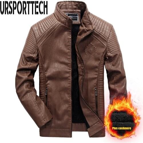 URSPORTTECH Mens Oversize Faux Leather Jackets Men Motorcycle Causal PU Leather Jacket Fashion Warm Thick Autumn Winter Coat 6XL