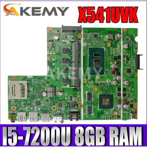 Akemy X541UVK Laptop Motherboard For Asus X541UJ X541UVK X541UV MainBoard W/ I5-7200U 8GB RAM (V2G) Free Board