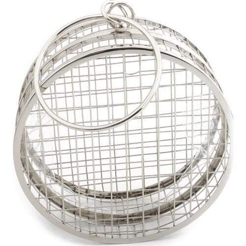 Metal Hollow Womens Round Shoulder Crossbody Bags Ladies Party Evening Bag Luxury Female Bags Cage Fashion Handbag Clutches
