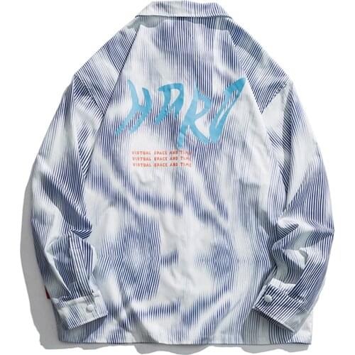 Ruffian Handsome Striped Shirt Mens Long Sleeve Autumn Hong Kong Style Loose Fashion Brand American Hip Hop Shirt Coat