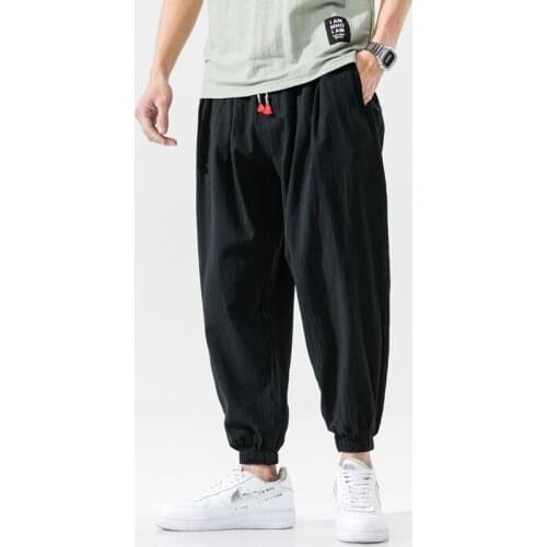 Men Cotton Linen Harem Pants Chinese Style Hippie Pants Men Casual Long Trousers Sweatpants Plus Size Pants Streetwear 30405