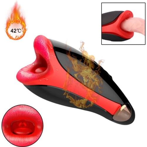 Male Sex Automatic Heating Masturbator For Men Mouth Tongue Clamping Sucking Pussy Masturbation Cup Oral Pussy Licking Adult Toy