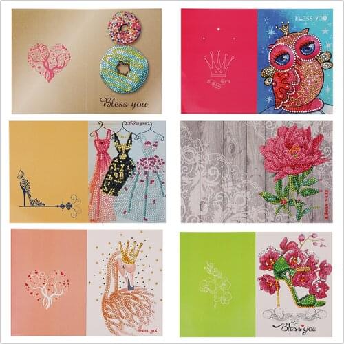 5D DIY Diamond Painting Greeting Card Special Shaped Diamond Painting Drill by Numbers Christmas Birthday Cards 4-5 packs
